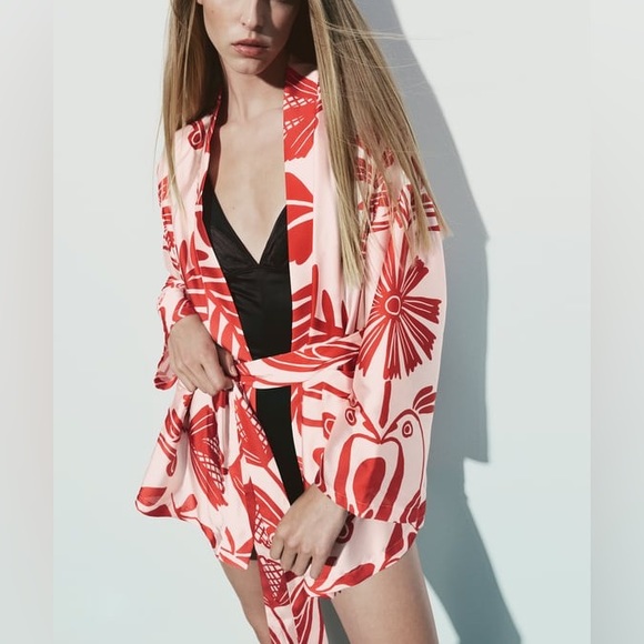 ZARA BELTED PRINTED KIMONO - Picture 5 of 14
